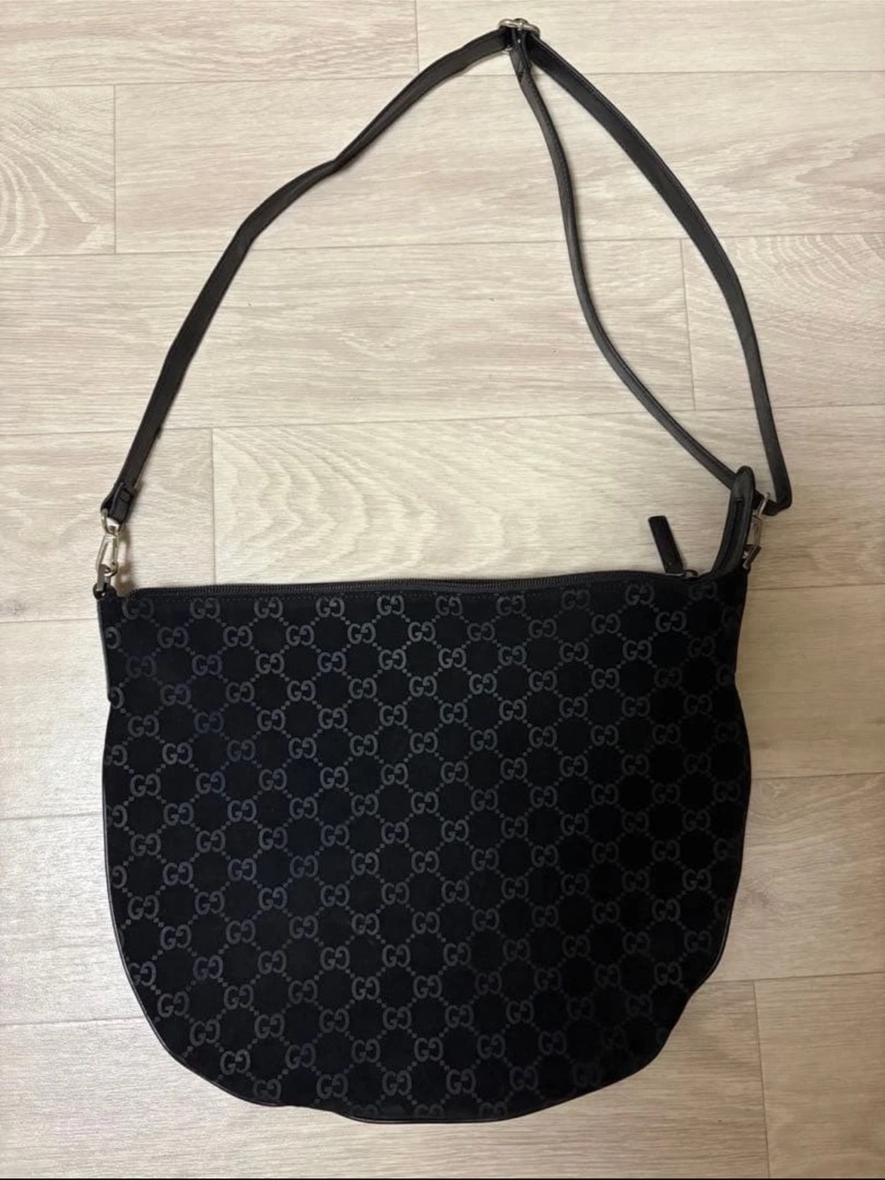 Gucci Black GG Monogram Crossbody Shoulder Bag